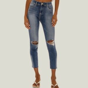 Frame Le High Skinny Waterhaven Distressed Cropped Jeans Women's Size 25